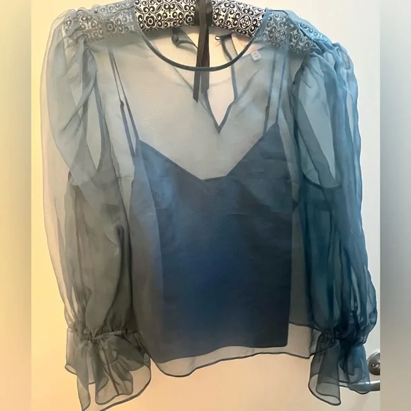 Marine blue blouse long sleeve - Picture 1 of 2